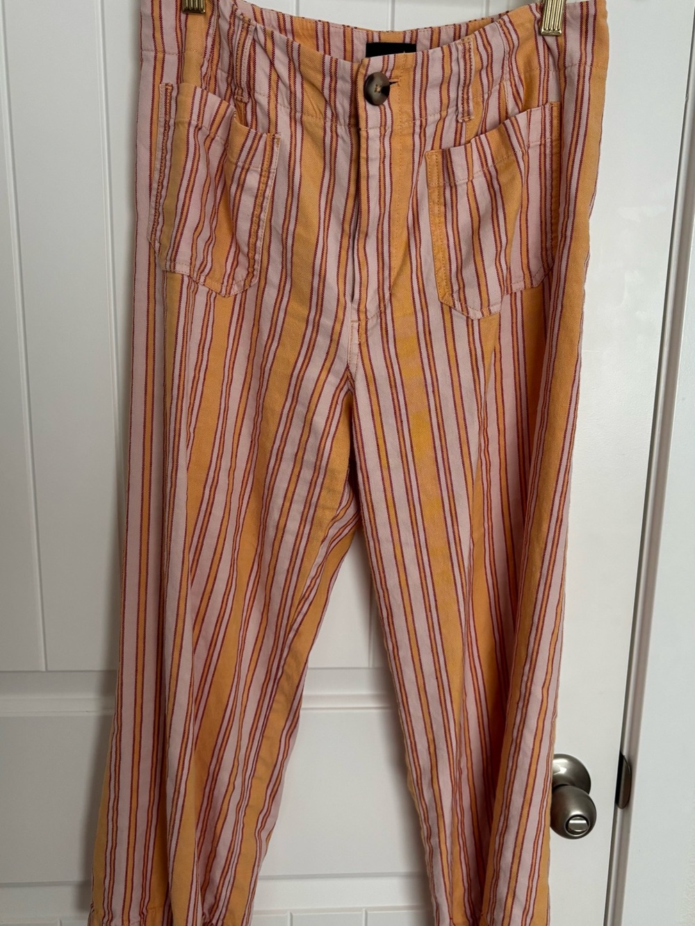 Maeve Colette orange  and Yellow Striped Cropped Pants